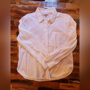 LOFT White Button-Down Casual Shirt